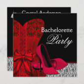 コルセットハイヒールレッドゼブラバチェロレッテ 招待状 (正面/裏面)