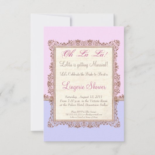 コルセットリビクトリアンンジェリーヴィンテージブライダルシャワー 招待状 (裏面)