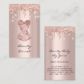 コルセット結婚ブライダルシャワーイベント。バラ 名刺 (正面/裏面)