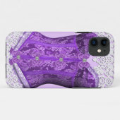 コルセット 紫色のマーブルの白いレースのダマスク模様の花 Case-Mate iPhoneケース (裏面(横))