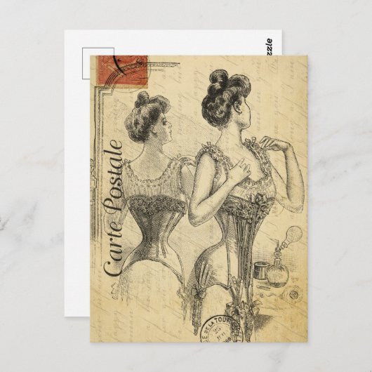 コルセビクトリアンット着の女性 ポストカード (正面/裏面)