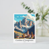 コルチナダンペッツォイタリア旅行イラストレーション ポストカード (スタンド正面)