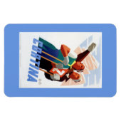 コルチナヴィンテージイタリアン旅行スキーウィンタースポーツ マグネット (横)