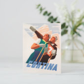 コルチナ、イタリア雪スキーのヴィンテージ旅行はがき ポストカード (スタンド正面)