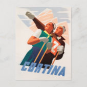 コルチナ、イタリア雪スキーのヴィンテージ旅行はがき ポストカード (正面)