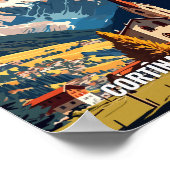 コルティナダンパッツォトラベルアートヴィンテージイラストレーション ポスター (角)