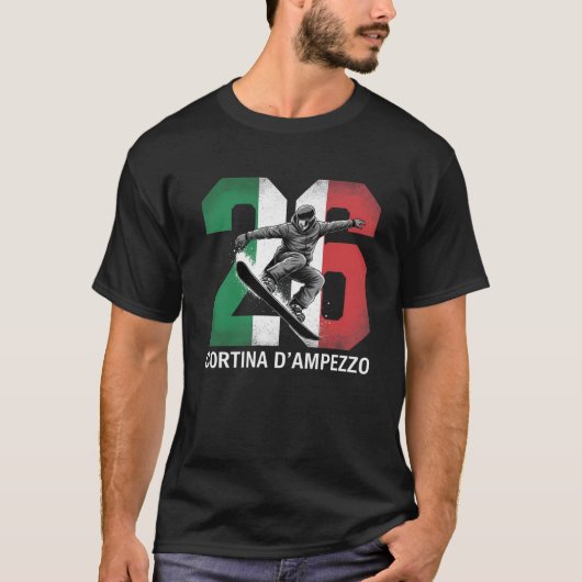 コルティナダンペッツォ2026 | イタリア スノーボード ウィンター Tシャツ (正面)