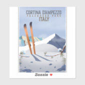 コルティーナダンペッツォイタリアのスキーポスターアートプリント シール (シート)