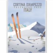 コルティーナダンペッツォイタリアのスキーポスターアートプリント シール (正面)