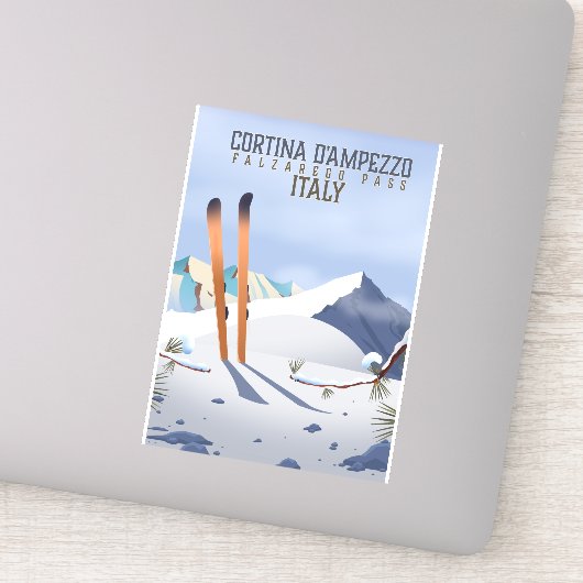 コルティーナダンペッツォイタリアのスキーポスターアートプリント シール (詳細)