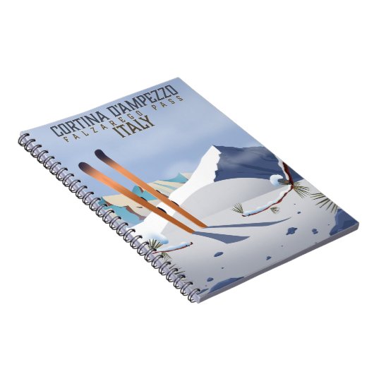 コルティーナダンペッツォイタリアのスキーポスターアートプリント ノートブック (右側)