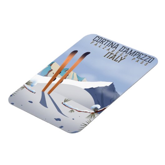 コルティーナダンペッツォイタリアのスキーポスターアートプリント マグネット (左側)