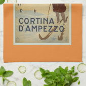 コルティーナダンペッツォヴィンテージスキーのポスター キッチンタオル (折り畳み)