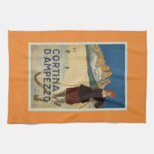 コルティーナダンペッツォヴィンテージスキーのポスター キッチンタオル (横)