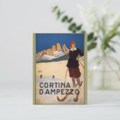 コルティーナダンペッツォヴィンテージ旅行ポスターアート ポストカード (スタンド正面)