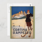 コルティーナダンペッツォヴィンテージ旅行ポスターアート ポストカード (正面/裏面)
