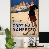 コルティーナダンペッツォヴィンテージ旅行ポスタースキー雪 ポスター (ホームオフィス)
