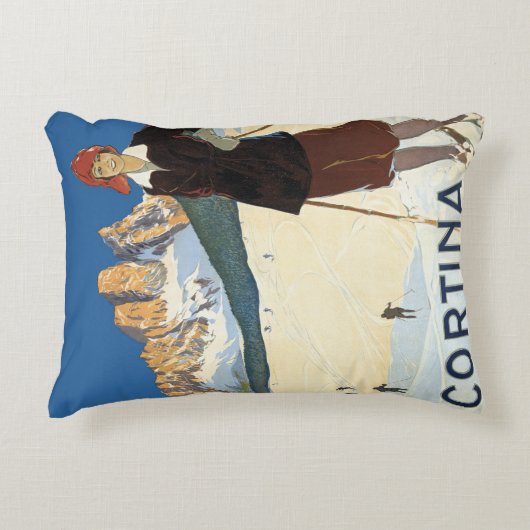 コルティーナ・ダンペッツォ,イタリア,ヴィンテージ旅行スキーアルプス アクセントクッション (正面)