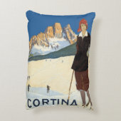 コルティーナ・ダンペッツォ，イタリア，ヴィンテージ旅行スキーアルプス アクセントクッション (裏面(縦))