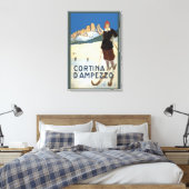 コルティーナ・ダンペッツォ，イタリア，ヴィンテージ旅行スキーアルプス キャンバスプリント (インサイチュ (寝室))