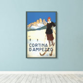 コルティーナ・ダンペッツォ，イタリア，ヴィンテージ旅行スキーアルプス キャンバスプリント (インサイチュ (ウッドフロア))