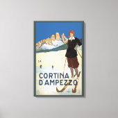コルティーナ・ダンペッツォ，イタリア，ヴィンテージ旅行スキーアルプス キャンバスプリント (正面)