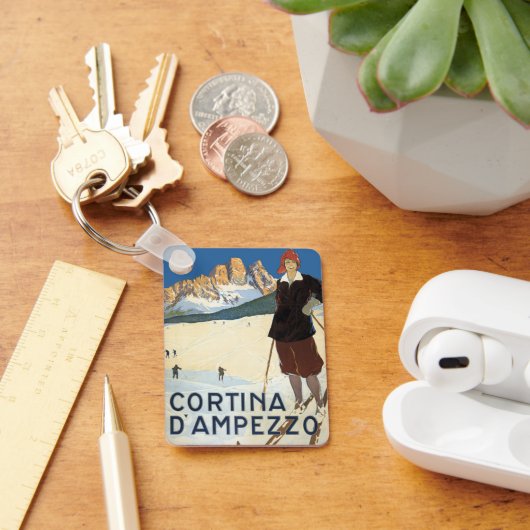 コルティーナ・ダンペッツォ，イタリア，ヴィンテージ旅行スキーアルプス キーホルダー (デスク)