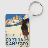 コルティーナ・ダンペッツォ，イタリア，ヴィンテージ旅行スキーアルプス キーホルダー (裏面)