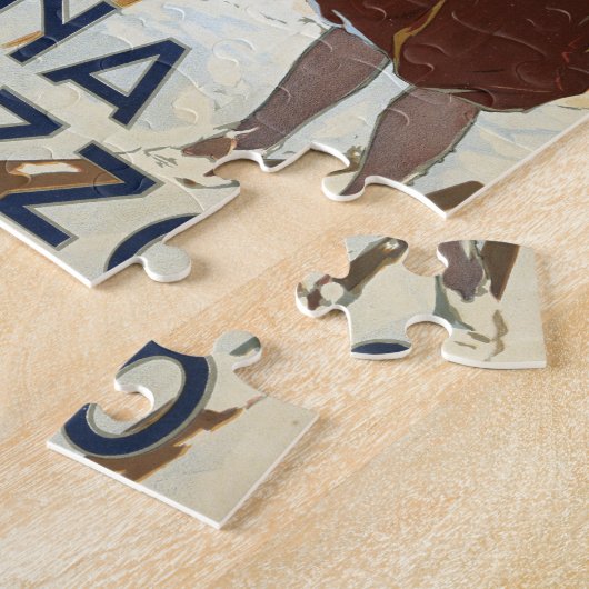 コルティーナ・ダンペッツォ,イタリア,ヴィンテージ旅行スキーアルプス ジグソーパズル (側面)