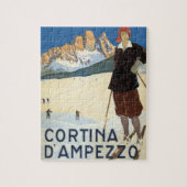 コルティーナ・ダンペッツォ，イタリア，ヴィンテージ旅行スキーアルプス ジグソーパズル (縦)
