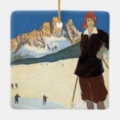 コルティーナ・ダンペッツォ，イタリア，ヴィンテージ旅行スキーアルプス セラミックオーナメント (裏面)