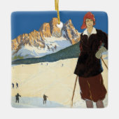 コルティーナ・ダンペッツォ，イタリア，ヴィンテージ旅行スキーアルプス セラミックオーナメント (正面)