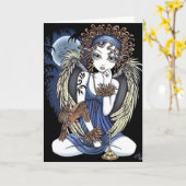 「コルデリア」ゴシック様式の月油バードエンジェルアートカード カード (黄色い花)