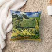 コルデヴィル村の苔屋根の小屋たち（Vincent van Gogh） クッション (ブランケット)