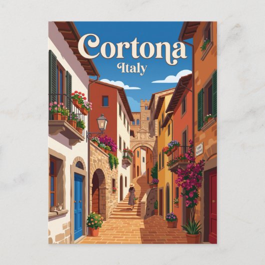 コルトーナの路地 イタリア ポストカード (正面)