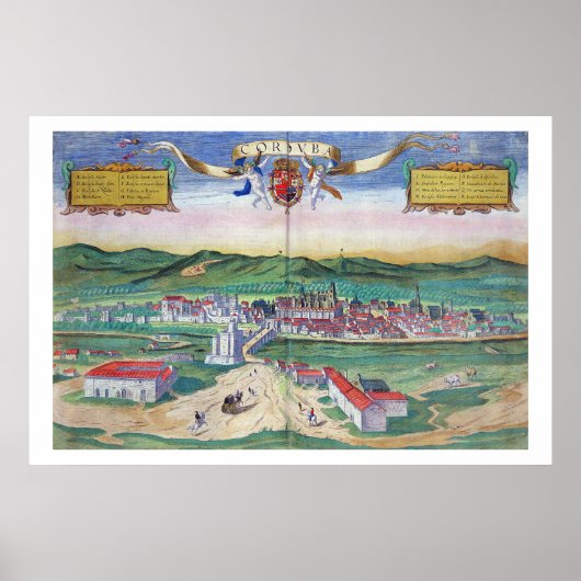 コルドバの地図， 'Civitates Orbis Terrarum'より ポスター (正面)