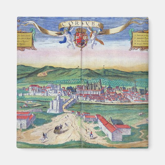 コルドバの地図， 'Civitates Orbis Terrarum'より マグネット (正面)