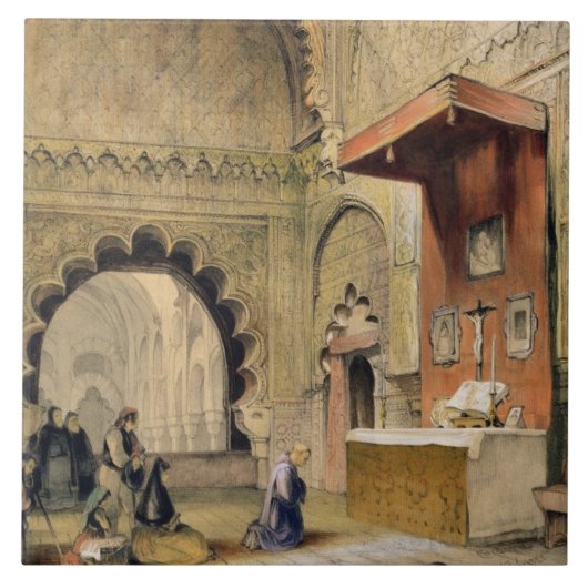 コルドバ: のキリスト教の祭壇で祈っている修道士 タイル (正面)