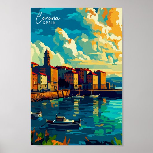 コルナスペインのヴィンテージ旅行イラストレーション ポスター (正面)