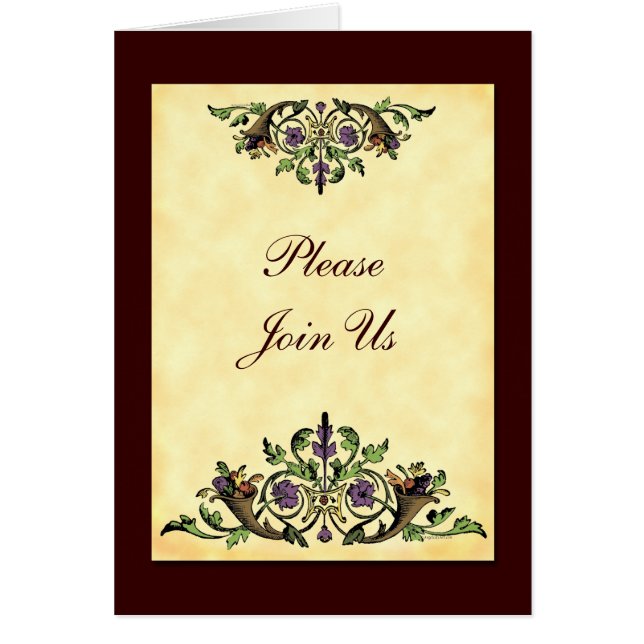 コルヌコピアのカスタムな感謝祭によって折られる招待状 (正面)