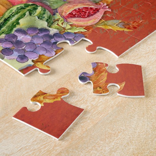 コルヌコピアの秋の収穫はザクロのブドウを去ります ジグソーパズル (側面)