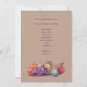 コルヌコピアサンクスギビングディナーポットラック 招待状 (裏面)