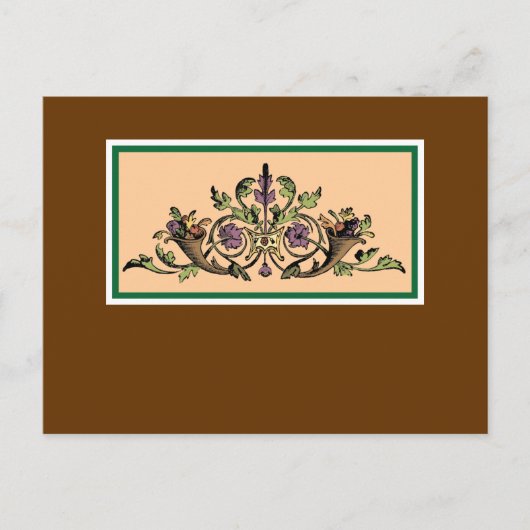 コルヌコピアヴィンテージ感謝祭アートハガキ シーズンポストカード (正面)