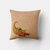 コルヌコピア感謝祭ベージュレザーのルック枕 クッション (裏面)