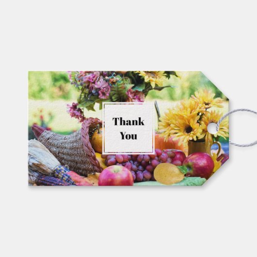 コルヌコピア秋の収穫料理人のテーブルありがとう ギフトタグ (正面(横))