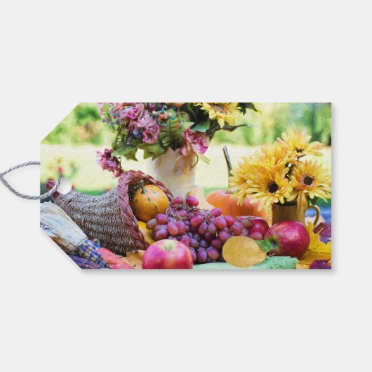 コルヌコピア秋の収穫料理人のテーブルありがとう ギフトタグ (裏面横)