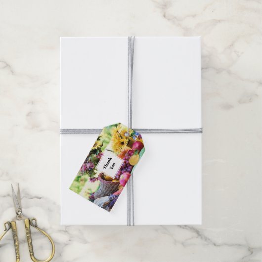 コルヌコピア秋の収穫料理人のテーブルありがとう ギフトタグ (より糸付き)