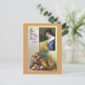 コルヌコピア，ブドウとレディヴィンテージ感謝祭 シーズンポストカード (スタンド正面)