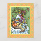 コルヌコピア・ヘン、感謝祭の鶏肉の収穫 シーズンポストカード (正面)
