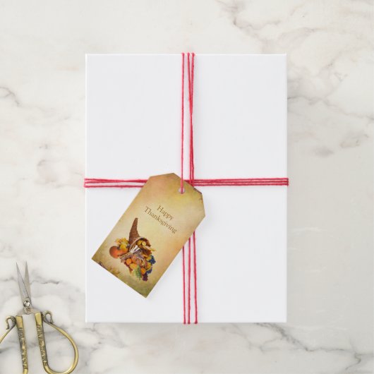 コルヌコピア・感謝祭 ギフトタグ (より糸付き)